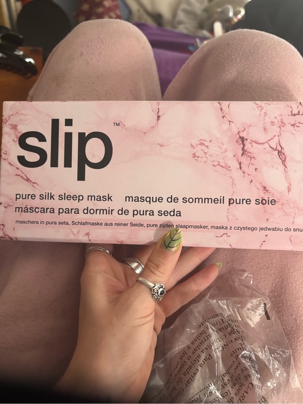 Slip NIB Pure Silk Sleep Mask - Marble Pink